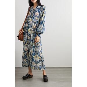 NWT See by Chloe Blue Tarot Lovers Crepe Lace Up Maxi Dress Size 34/US 2